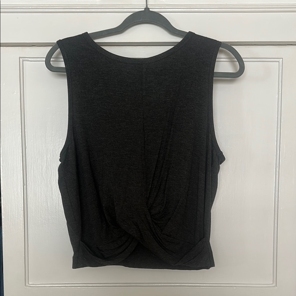 ALO Yoga Black Sleeveless Muscle Tee with Cut Out Tie Front